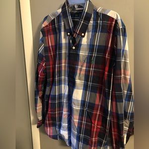 Polo Button down red white and blue